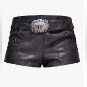Black Leather Women's Shorts